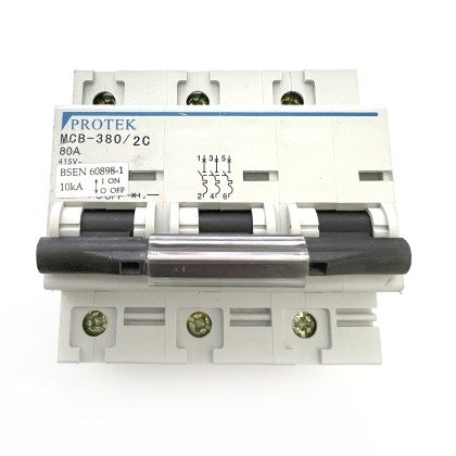 Protek MCB-380/2C C80 80A 80 Amp 3 Pole Phase MCB Circuit Breaker Type C